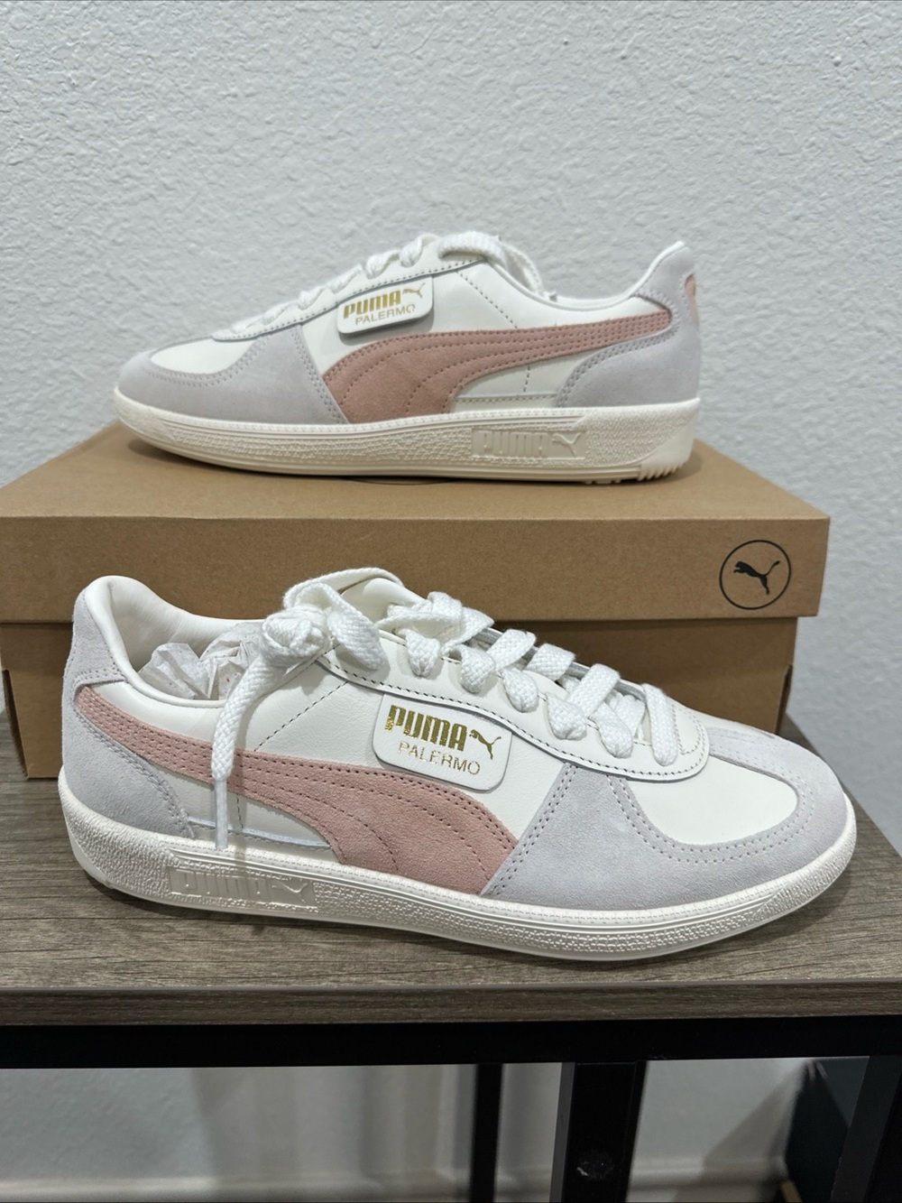 Puma Women's White & Blush Palermo Sneakers